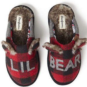 Adult Dearfoams "Lil Bear" Buffalo Check Slippers